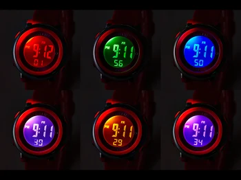 Skaitmeninis Moterų Mergina Laikrodis Mados Vandeniui Violetinė Silikono Vaikams Žiūrėti vaikai 7 spalvų LED Plaukimo Sporto Laikrodžiai signalizacijos