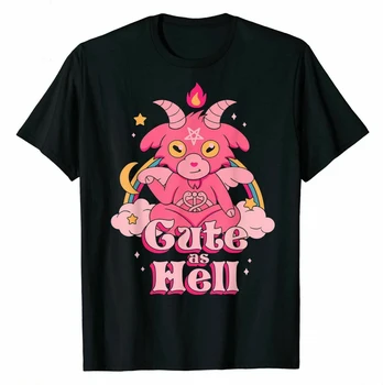 Baphomet Šėtonas Goth Liuciferis Juokinga Šėtono Ožkos Cute As Hell Vyrai T-Shirt. Vasaros Medvilnės Trumpomis Rankovėmis O-Kaklo Unisex Marškinėliai Naujas