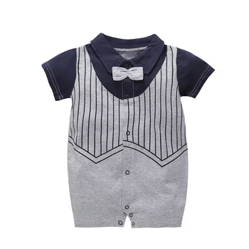 Prekės Naujagimiui Romper Infantil Drabužius Dryžuotas Trumpas vasaros berniuko drabužių džentelmenas 1-ojo gimtadienio kūdikių drabužiai
