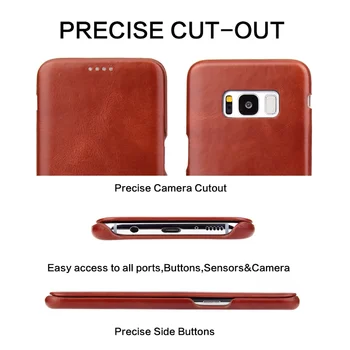 Originali Leanther Flip Cover Case for Samsung Galaxy S8 S8 Plius Built-in Magnetai, Nekilnojamojo Odos Atveju SM-G950F SM-G955F S8+