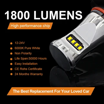 2vnt 6000K Xenon White Galingumo LED 1800lm 5202 H16 PSX24W Automobilį Auto Lemputes Rūko Žibintai arba Dieniniai Žibintai