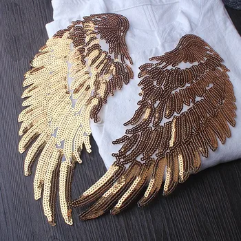 Auksas/sidabras sparno geležies lipdukas drabužių blizgančiais lopais aplikacijos toppe parches para la ropa lopai drabužiai