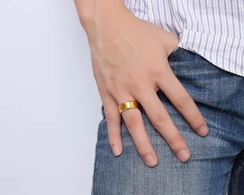 Aukso spalvos Volframo Žiedai Vyrams Papuošalai 8MM Vyrų Vestuviniai Žiedai