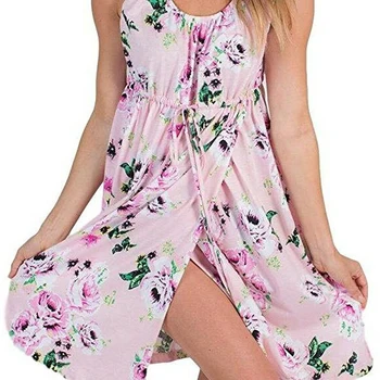2019 Nėščia Moteris Nightgowns Ilgai NightdressLingerie Sleepshirt Sleepwear Berankovis Suknelė Gėlių Atsitiktinis Vasaros Drabužių