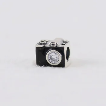 925 Sterlingas Sidabro Granulių Nostalgiškas Kamera, Granulės, Tinkami Pandora Moterys Apyrankę & Karoliai 