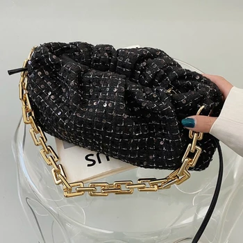 China Plisuotos Debesis maišelį 2021 Mados Naujų Kokybės Vilnos Moterų Dizaineris Rankinės Storio Grandinę Pažastų maišelį Petį Krepšys