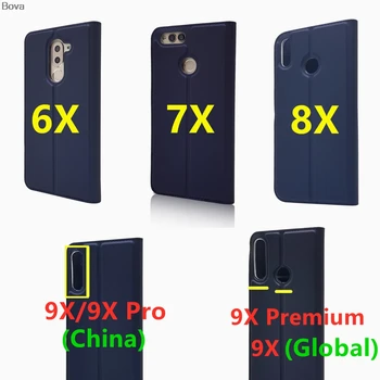 Piniginės Atveju Huawei Honor 6X 7X 8X 9X Kinijos Premium Pasaulio Versija Drop-įrodymas, sulenkite Telefono dėklas traukos Matte Touch