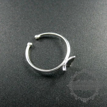 7x6mm drugelis kietas 925 sterlingas sidabro mados reguliuojamas žiedas papuošalai 1294041