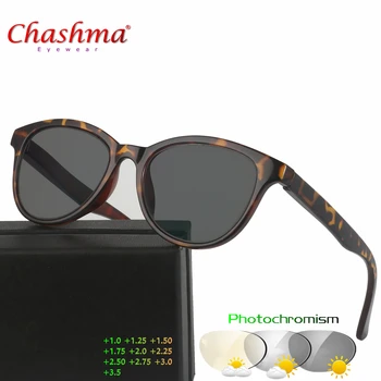 Chashma Naujo Dizaino Photochromic Skaitymo Akiniai Moterys Vyrai Presbyopia Akinių spalvos akiniai nuo saulės su Dioptrijomis