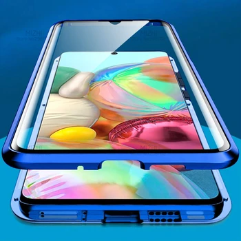 A71 Atveju 360 Dvipusis Stiklo Atvejais, Samsung Galaxy A71 Magnetinės Metalo Buferį Galinį Dangtelį Sumsung 71 A715F Coque Caso