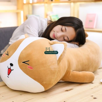 Pop mielas minkštas gulėti anime corgi pliušinis žaislas didelis įdaryti animacinių filmų šuo pagalvę žaislas berniukams mergina, dovanų dekoravimas 33inch 85cm