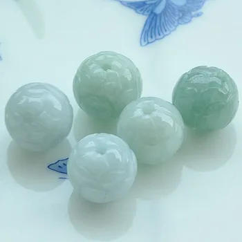 5PC Gamtos Jade Smaragdas Lotus Granulių 13mm 