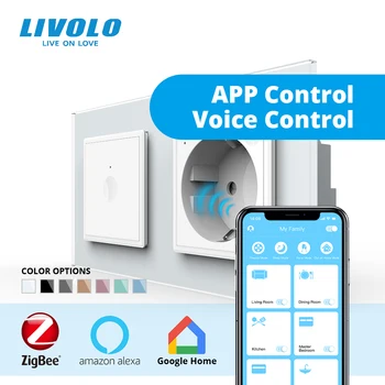 Livolo ES Standartas Naujas Smart Wifi kištukinis Lizdas su įžeminimu,su viena gauja jutiklinį jungiklį,Krištolo, wifi programėlę,aleax,googel namuose