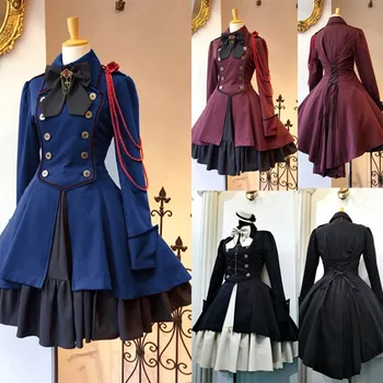 Viduramžių ir renesanso saldus lolita suknelė vintage falbala bowknot aukšto juosmens viktorijos suknelė kawaii girl gothic lolita op loli cos