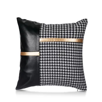 Prabangus houndstooth pagalvėlė padengti PU kratinys mados pagalvę padengti namų biuro sofa dekoratyviniai pagalvių užvalkalai