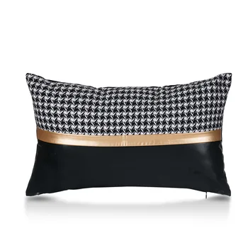 Prabangus houndstooth pagalvėlė padengti PU kratinys mados pagalvę padengti namų biuro sofa dekoratyviniai pagalvių užvalkalai