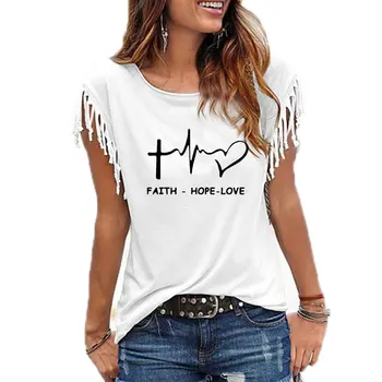 Tikėjimas, Viltis, Meilė Krikščionių Moterų marškinėliai be Rankovių Atsitiktinis Marškinėlius Vasaros Atsitiktinis O-Kaklo Medvilnės Marškinėlius Viršūnės
