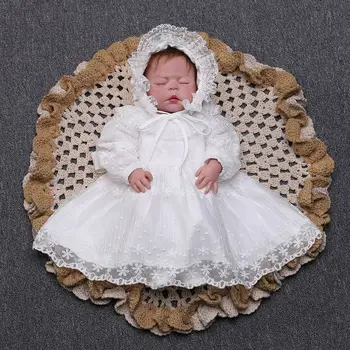 Naujausias Gimtadienio Baby Girl Kūdikis, Kalėdų Dress Šalies ilgomis Rankovėmis Balti Oficialų Bamblys Naujas Gimęs Kūdikis Mergina Drabužius RBF194011