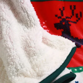 Dvigubo sluoksnio festivalis Kalėdų microplush mesti antklodę su dovanų maišelis 127x158cm 50x60
