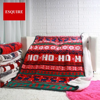 Dvigubo sluoksnio festivalis Kalėdų microplush mesti antklodę su dovanų maišelis 127x158cm 50x60