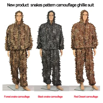 Naujas trijų rūšių gyvatės Python kamufliažas modelio ghillie kostiumas lazerio pjovimo greitai sausas medžioklės drabužius, kurie Tinka Vasarą, Rudenį