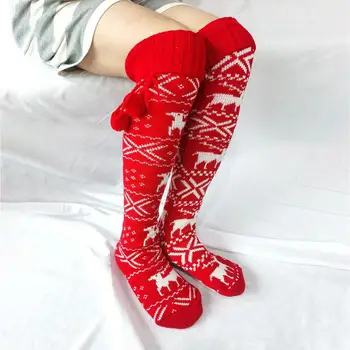 Naujas Kalėdų Moterų Žiemos Aukštakulniais Sockings Už Ponios Mergaičių Mados Šiltas Vidurinis Vamzdis Sexy Kojinės Megztos Ilgos Kelio Kojinės