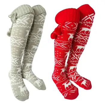 Naujas Kalėdų Moterų Žiemos Aukštakulniais Sockings Už Ponios Mergaičių Mados Šiltas Vidurinis Vamzdis Sexy Kojinės Megztos Ilgos Kelio Kojinės