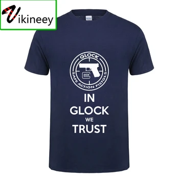 Glock Pistoletas JAV Logo Marškinėliai Vyrams Streetwear Atsitiktinis trumpomis Rankovėmis Apvalios Kaklo Medvilnės Marškinėliai Vasaros Viršūnes Tee Camisetas Hombre