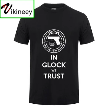 Glock Pistoletas JAV Logo Marškinėliai Vyrams Streetwear Atsitiktinis trumpomis Rankovėmis Apvalios Kaklo Medvilnės Marškinėliai Vasaros Viršūnes Tee Camisetas Hombre