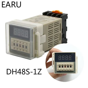 DH48S-1Z Skaitmeninis LED Programuojamas Laikmatis, Laiko Relės Perjungimas DH48S 0.01 S-99H99M DIN BĖGELIO AC110V 220V DC 12V 24V su Kištukinių Bazės