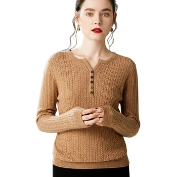 2020 m. Rudenį Šiltas Megztinis Megztinis Prekės ženklo Dizainas, Švelnus ir seksualus, Žemiausią Megztinis Elastingumą Lieknėjimo Kreminės spalvos megztinis moterims