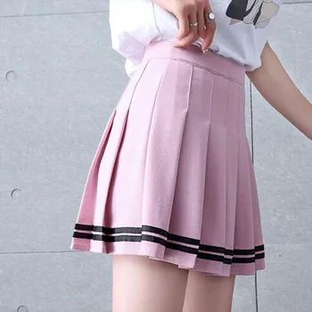 2020 m. aukštos juosmens plisuotas sijonas, Kawaii Harajuku Sijonai moterims girls lolita-line sailor sijonas Didelio Dydžio Preppy mokyklos vienodos