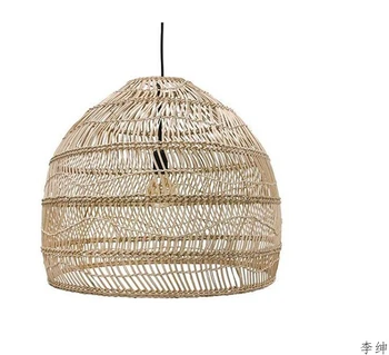 Šiuolaikinės Rankomis austi Bambuko LED priedai veltiniams, vilna Lempa Derliaus Kambarį Kabo Pakabukas Žiburiai, Namų Dekoro Pramoniniai Šviestuvai