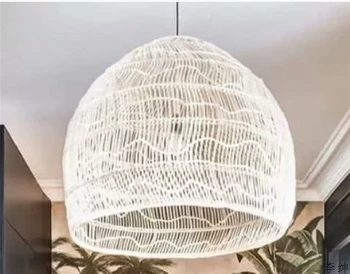 Šiuolaikinės Rankomis austi Bambuko LED priedai veltiniams, vilna Lempa Derliaus Kambarį Kabo Pakabukas Žiburiai, Namų Dekoro Pramoniniai Šviestuvai