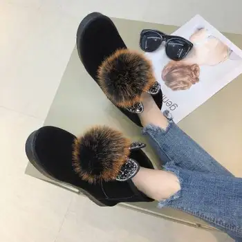 2021 žiemos nauji moteriški kailiniai batai ausines mielas batus, su neperšlampama ir aksomo storas šiltas batai, pagaminti iš medvilnės.
