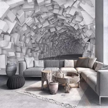 Milofi individualų didelis tapetai, freskos retro plėtros erdvę tunelio pramonės stiliaus sofa-lova, TV foną sienos