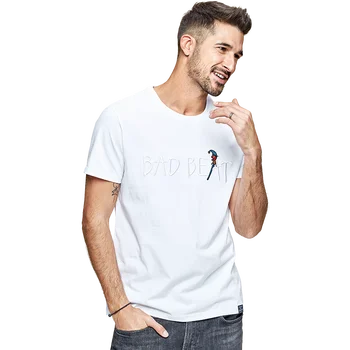 KUEGOU vyriški trumpomis rankovėmis marškinėliai Vyrų Vasaros Mados Siuvinėjimas medvilnės apvalios apykaklės raidė T-shirt top dydis ZT-3333