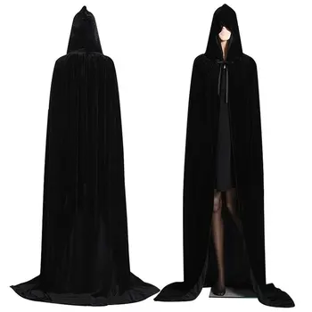 Suaugusiųjų Helovinas Aksomo Apsiaustu Žaliojo Gobtuvu Viduramžių Kostiumų Ragana Wicca Vampyras UK Gotikos Elf Karnavalas Pelerinos Larp Reaper Grupė
