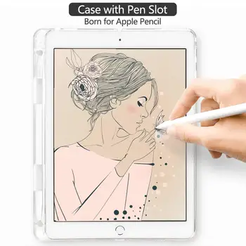 Animacinių filmų Mergina iPad Pro 12.9 2020 Funda Tabletės Su Pen Lizdą, Aišku, Minkštas Viršelis 