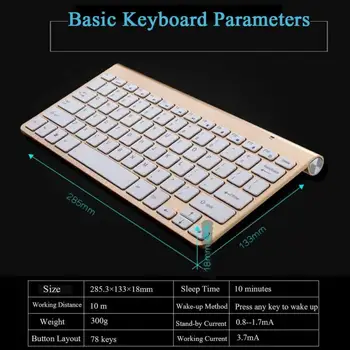 2.4 G Bevielio Silent Klaviatūros Ir Pelės Notebook Laptop KOMPIUTERIO Mini Multimedijos Full-size Klaviatūra Pelė Combo Set