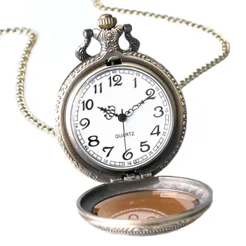 Antikvariniai Retro Skaidri Ruda Vyrai Moterys Kvarco Kišeninio Laikrodžio Dangtelis Karoliai Grandinės Grakštus Pakabukas Laikrodis Geriausių Dovanų Mėgėjams