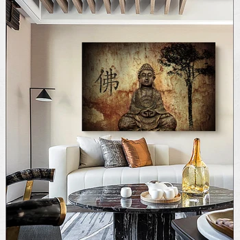 Vintage Stiliaus Kinijos Buda Tapybos Spauda Ant Drobės Nuotraukų Gyvenamasis Kambarys,Miegamasis Cuadros Apdaila Sienos Meno Tapybos