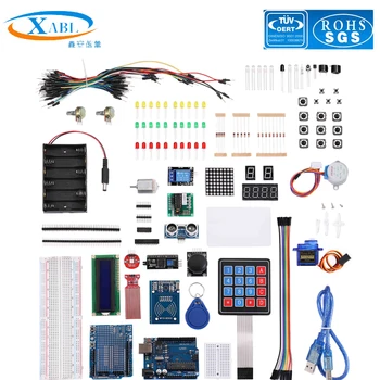 Atnaujintas Starter Kit for Arduino XABL Uno R3 - Uno R3 Breadboard ir laikiklis Žingsnis Variklis / Servo /1602 LCD / jumper Wire/ UNO R3