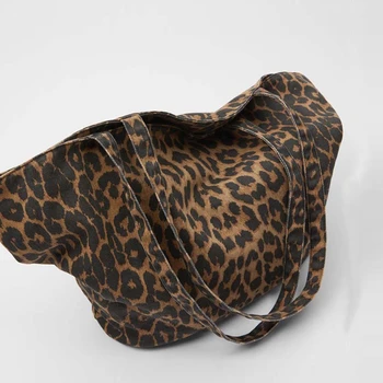 Mados Dizaineris Prabangus Leopardas Grūdų Pirkėjo Pečių Maišą Didelės Talpos Rankinės Moterų Maišas Moterų Atsitiktinis Canvas Tote Rankinė