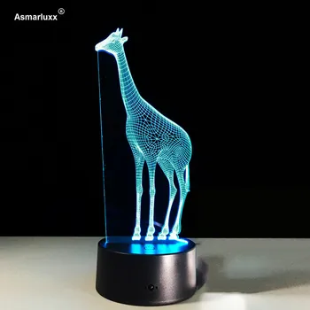 3D Žirafa, Stalo Lempos Animacinių filmų Gyvūnų Iliuzija Šviesa Nuostabi Baby LED Lempa su USB Power Lemputė, Vaikų Kambario Dekoracija Apšvietimas
