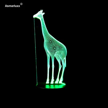 3D Žirafa, Stalo Lempos Animacinių filmų Gyvūnų Iliuzija Šviesa Nuostabi Baby LED Lempa su USB Power Lemputė, Vaikų Kambario Dekoracija Apšvietimas