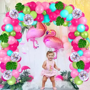 Pink Flamingo Havajų Baliono Guma Grandinės Vasaros Atogrąžų Gimtadienio Balionas Gimtadienio Dekoracijos Vaikams Havajai Šaliai Dekoro