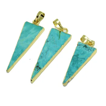 Paauksuoti Papuošalai 2020 Gem Akmens karolius, papuošalai priėmimo butas juostele trikampis žalia howlite Moterų Pakabukas amuletas talismanai