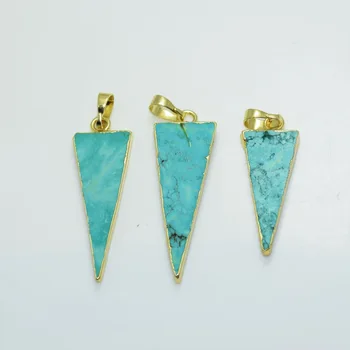 Paauksuoti Papuošalai 2020 Gem Akmens karolius, papuošalai priėmimo butas juostele trikampis žalia howlite Moterų Pakabukas amuletas talismanai