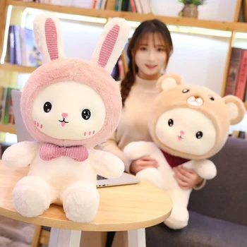 1pc 25/40/50/60cm Super Kawaii Pink Rabbit Pliušiniai Žaislai Mielas Baltasis Lokys Įdaryti Minkštas Kūdikio Nuraminti Pagalvę Vaikams Gimtadienio Dovana Lėlės